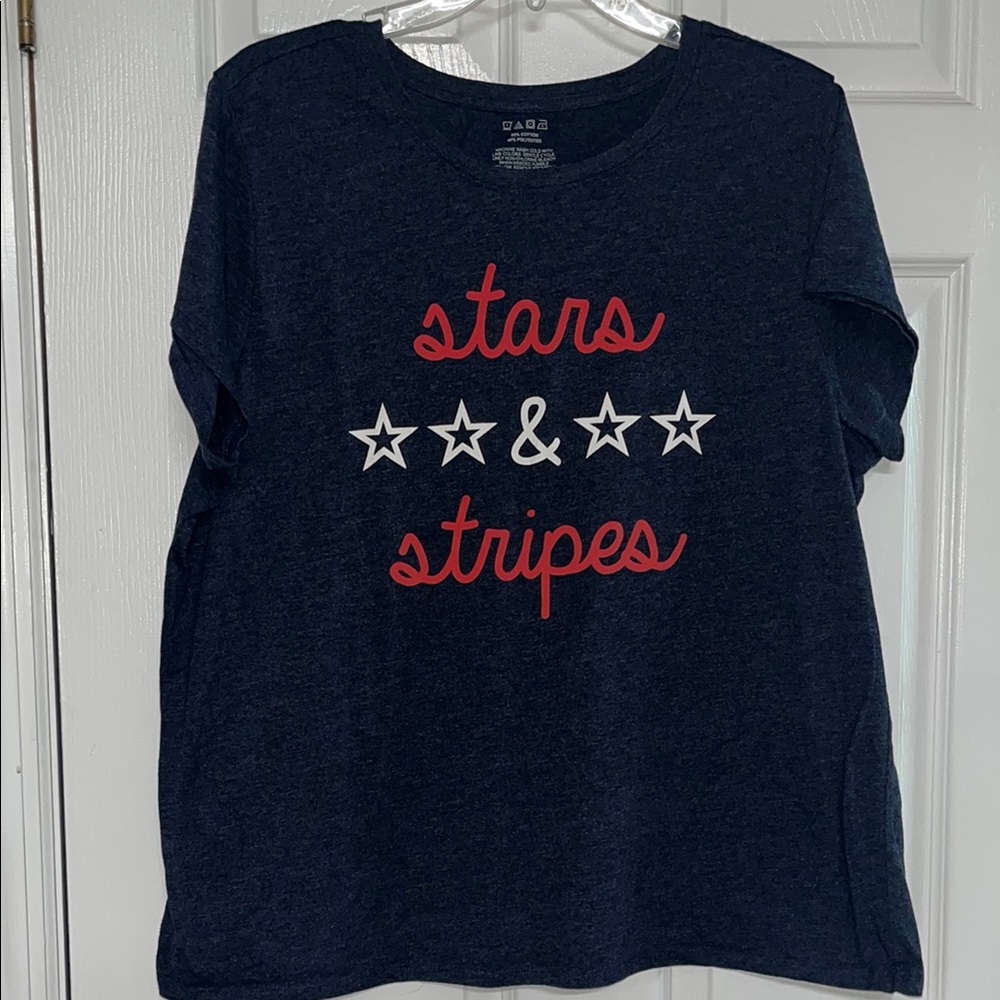 Navy Blue Shirt with Stars & Stripes Design 2XL